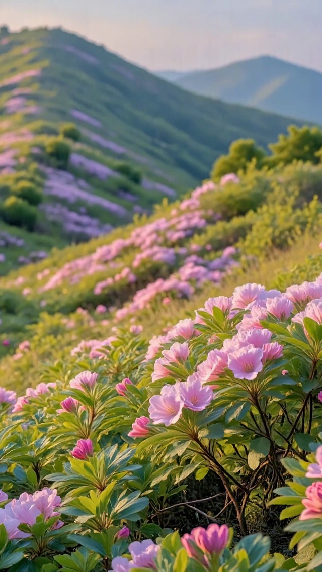 雨后青山粉花海