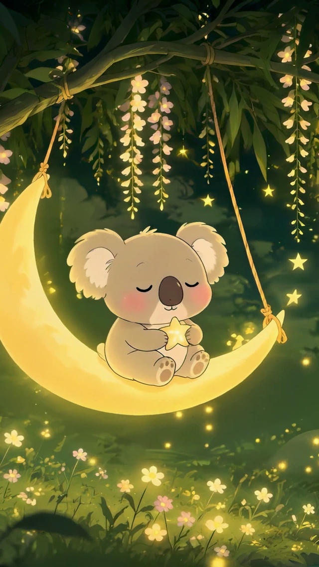 治愈月夜考拉月牙秋千