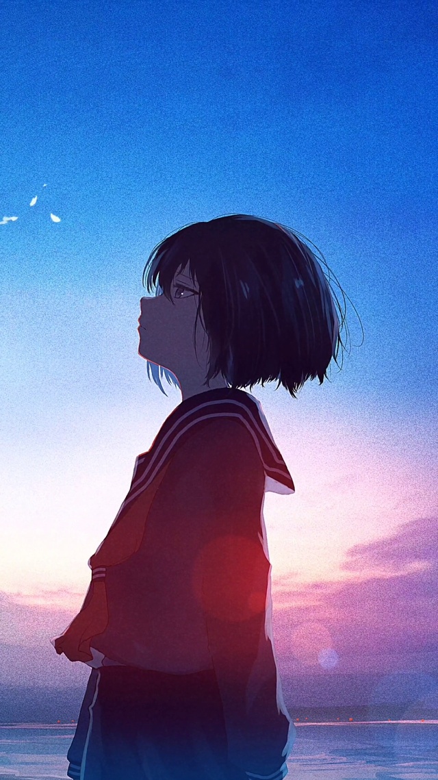 落日夕阳下的女孩