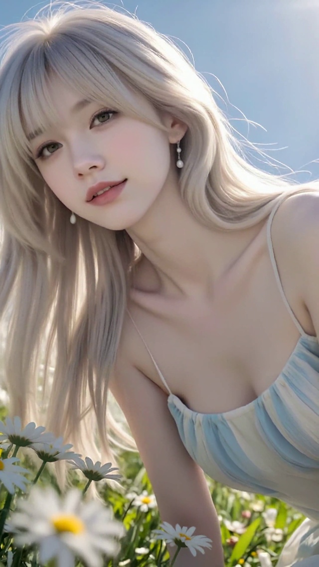 雏菊花海清纯美女