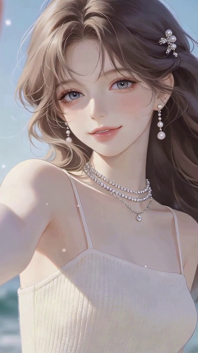 海边温柔清纯美少女