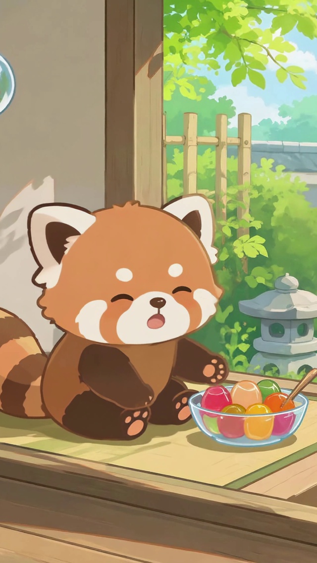 治愈庭院可爱小熊猫