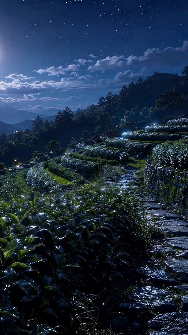 月下茶山夜景