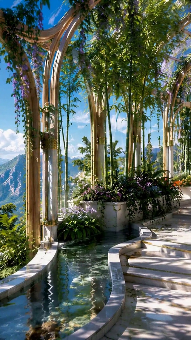 山间唯美玻璃花廊风景