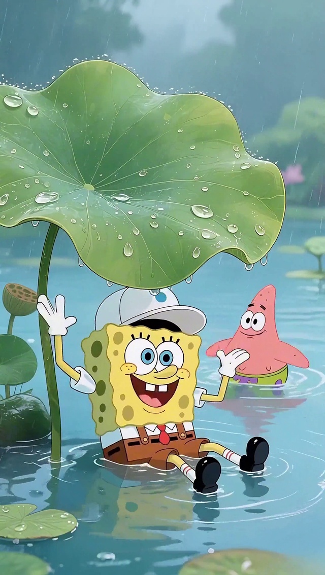海绵宝宝-淋雨-手机