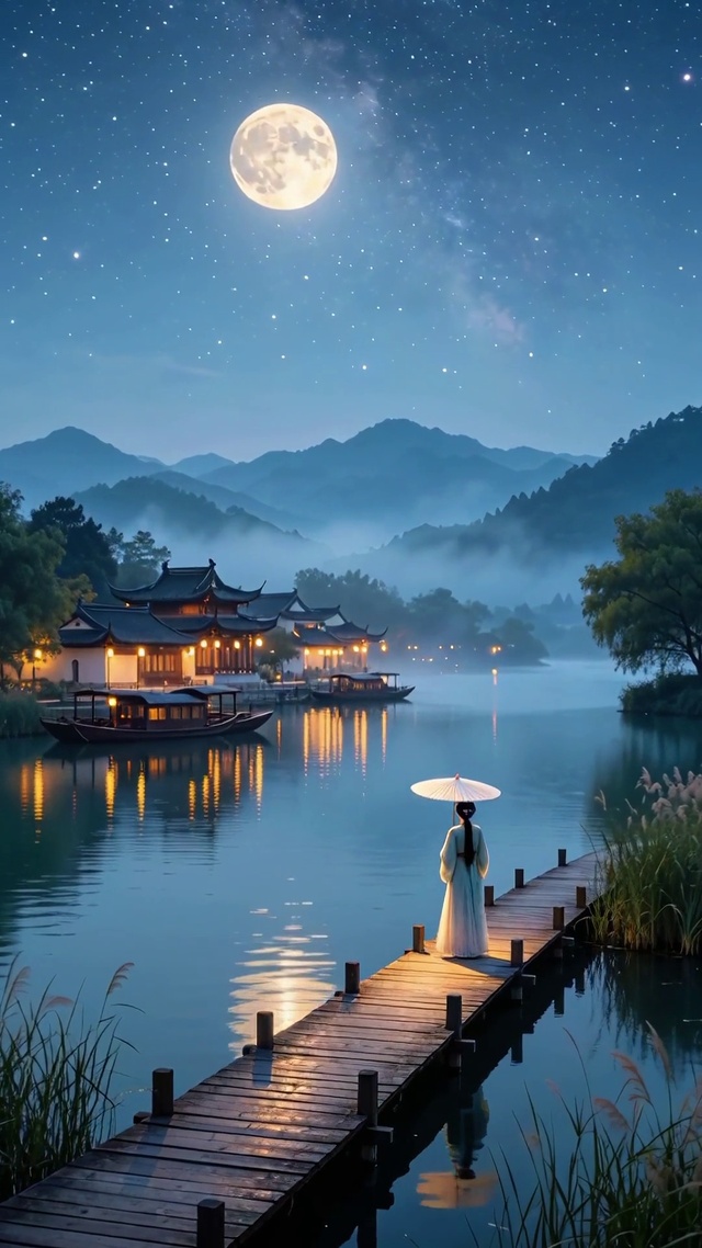 古风月色风景