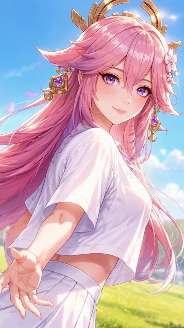 春日邀约粉发少女八重神子
