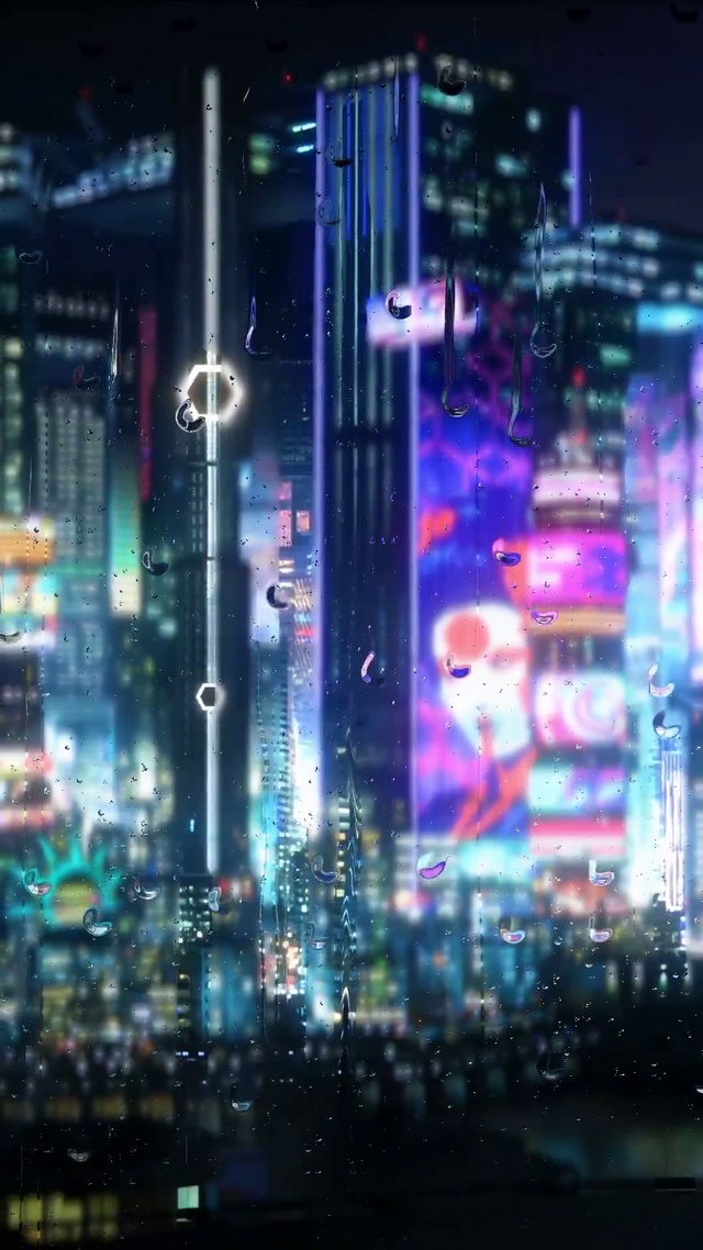 赛博朋克雨滴屏