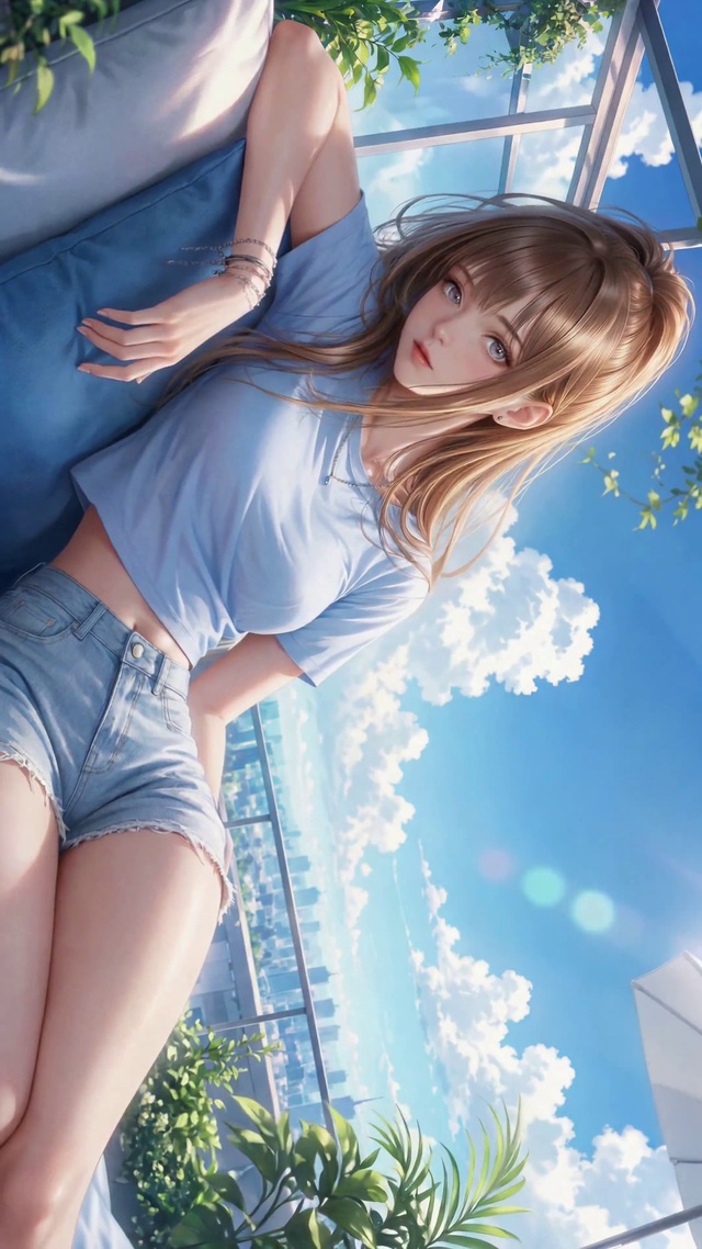 晴空天台清纯美少女