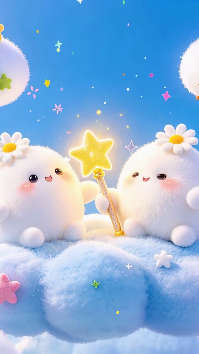 云朵上的软萌毛绒小团子