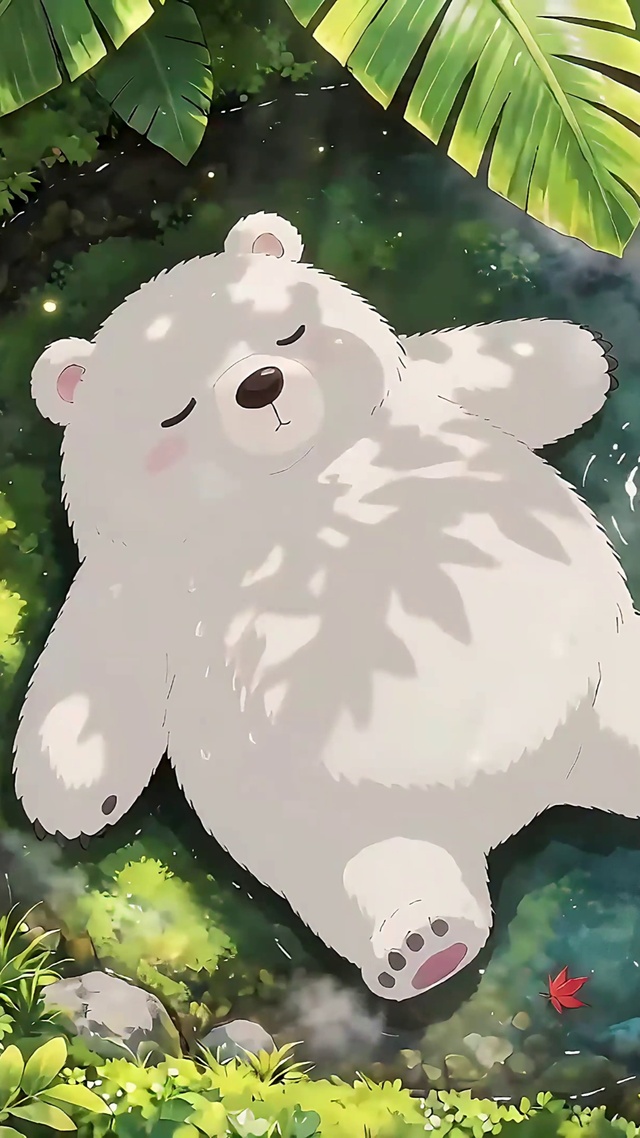 树荫下纳凉的白熊