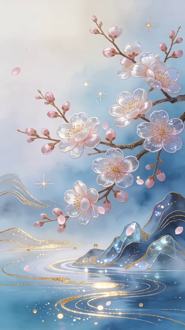 暗夜粉蓝柔雾新中式国风意境