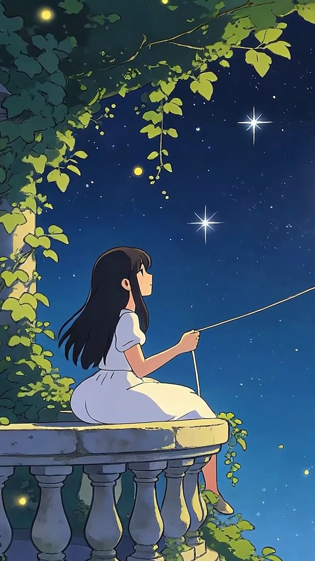 星空下女孩