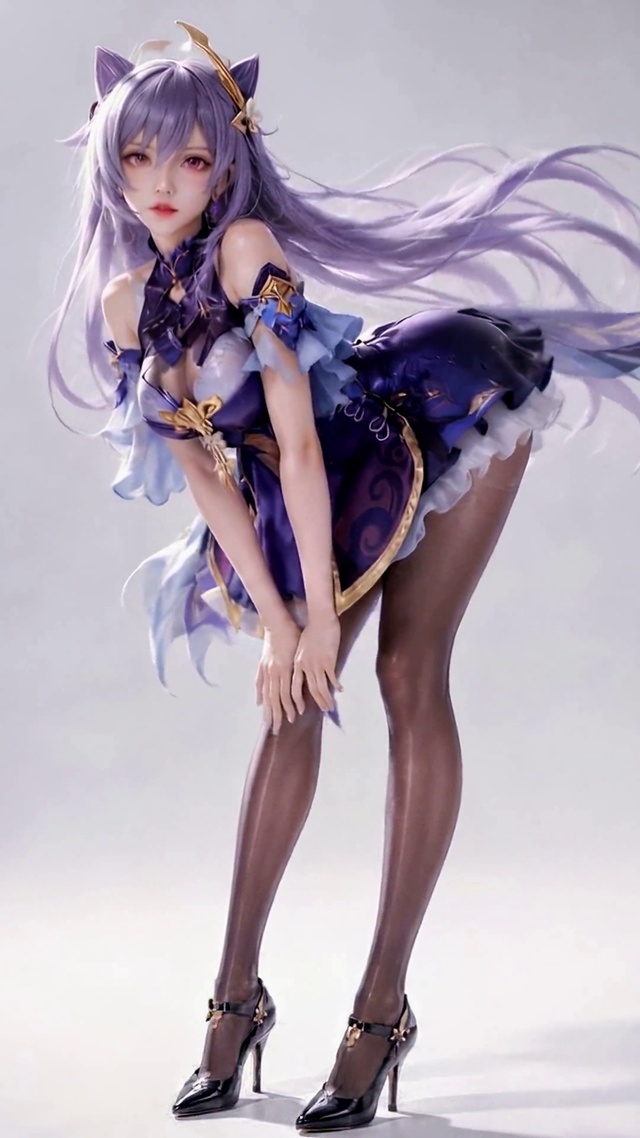 原神紫发猫耳美少女刻晴