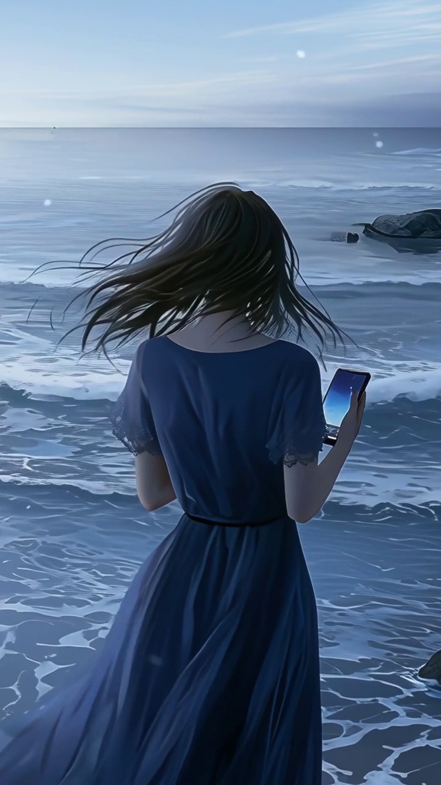 海边孤独感美女