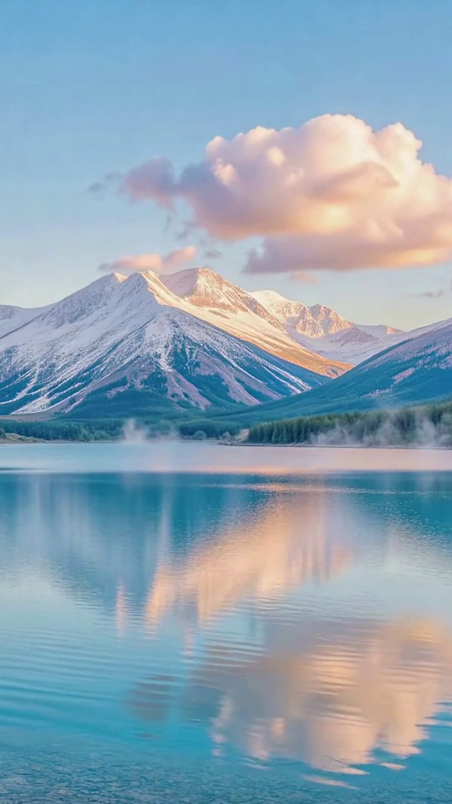 治愈雪山湖泊蓝调风景
