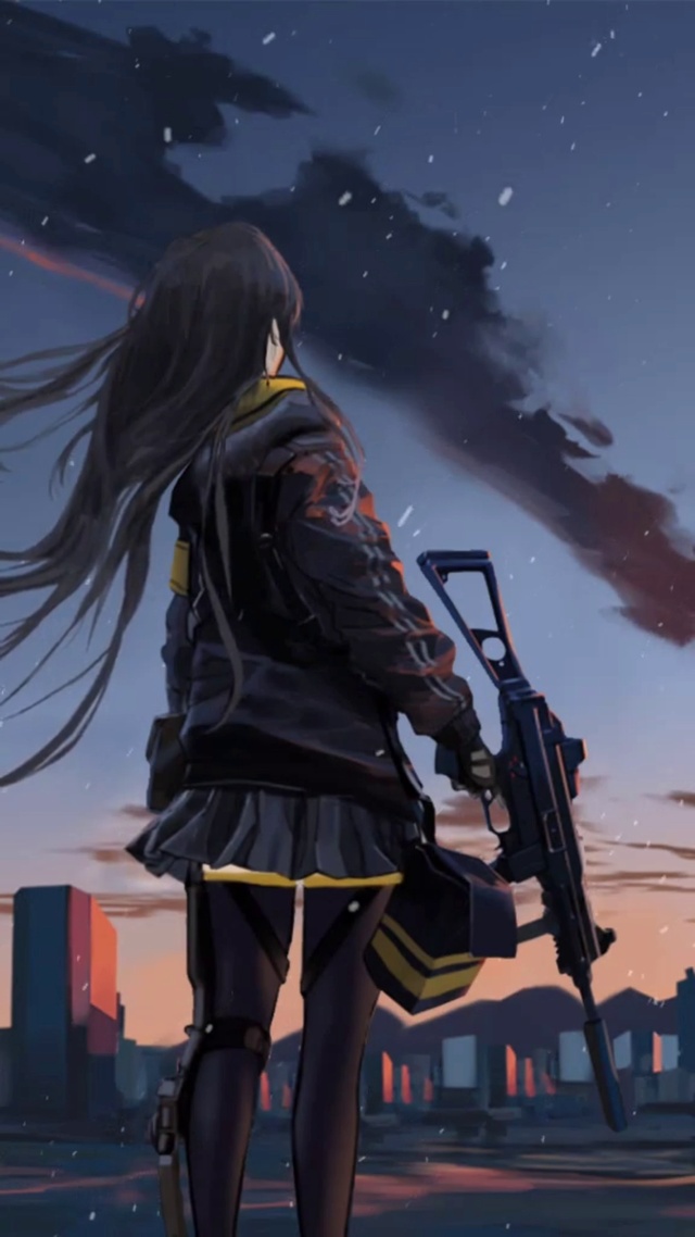 落日余晖下的黑丝性感少女