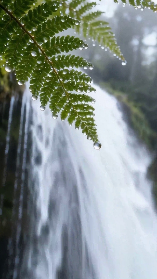 雨天山林瀑布治愈风光
