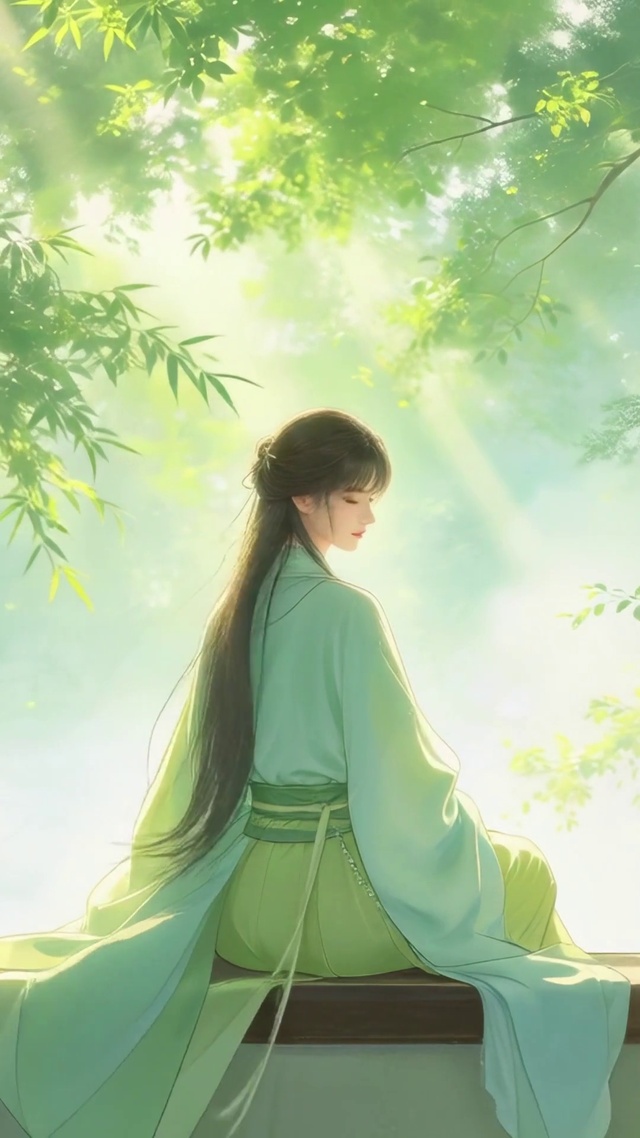 古风美女背影护眼壁纸