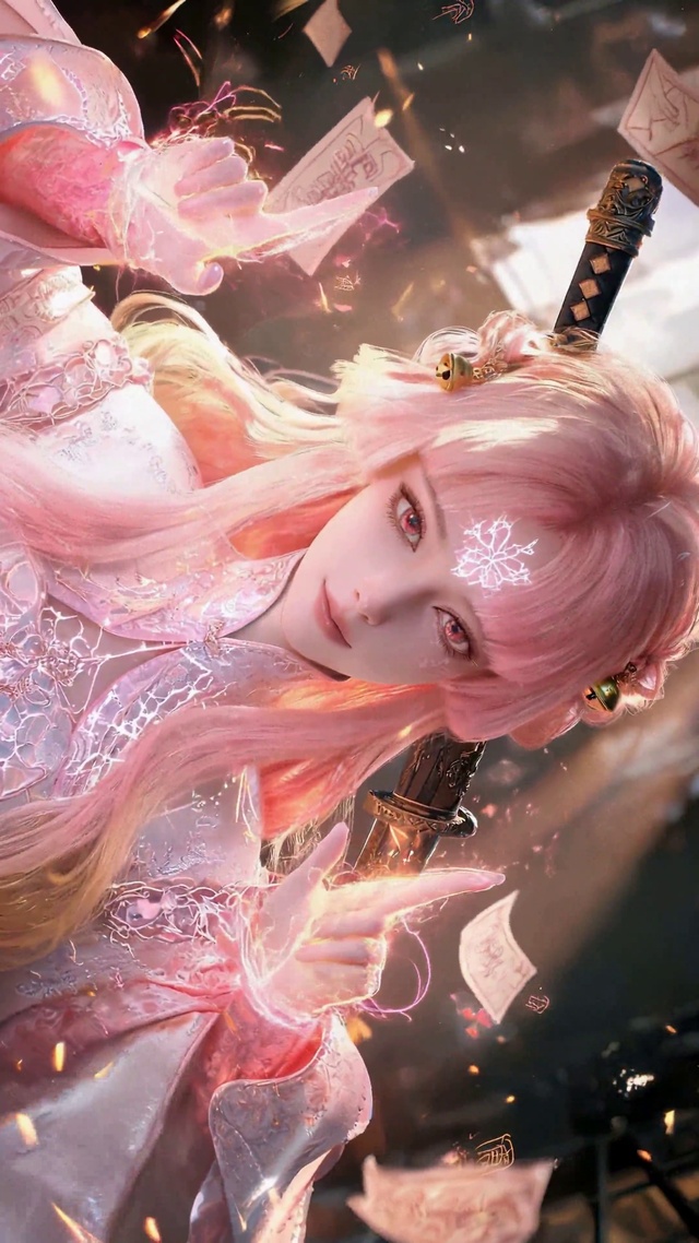 粉发古风二次元美少女