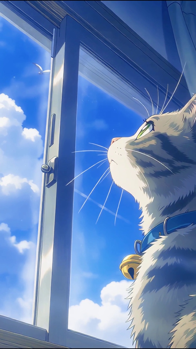 仰望天空的猫