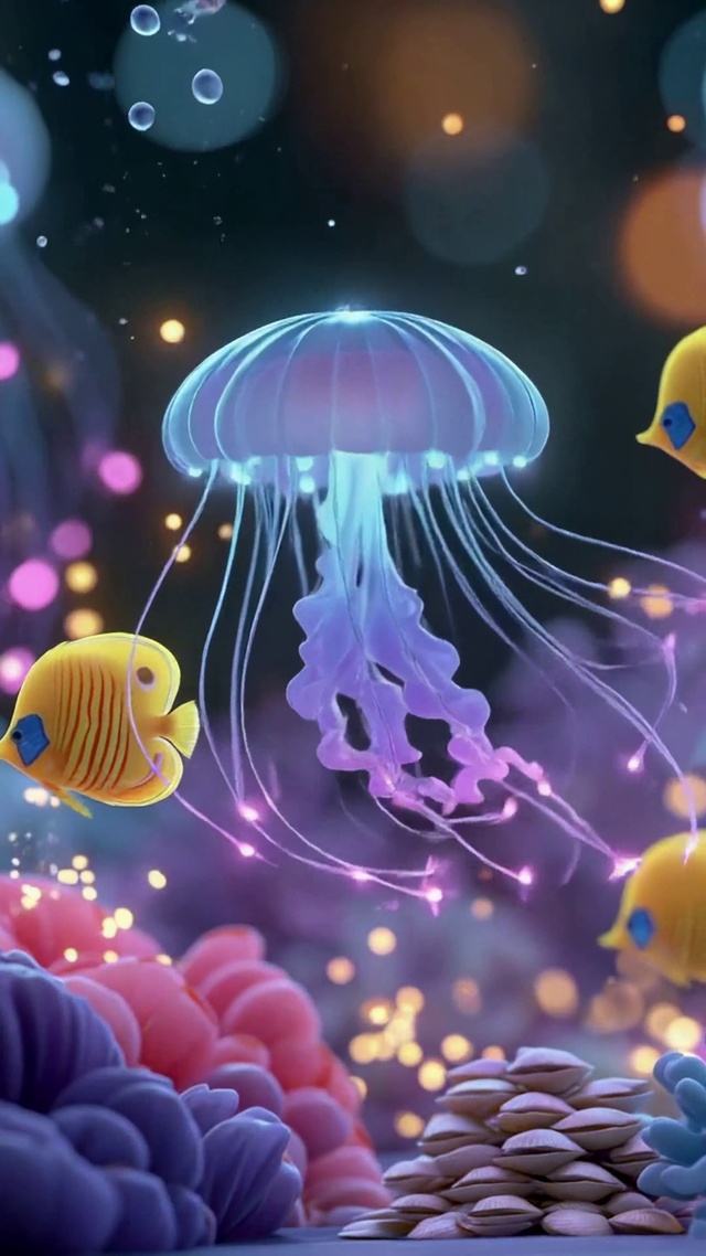 梦幻发光水母海底世界