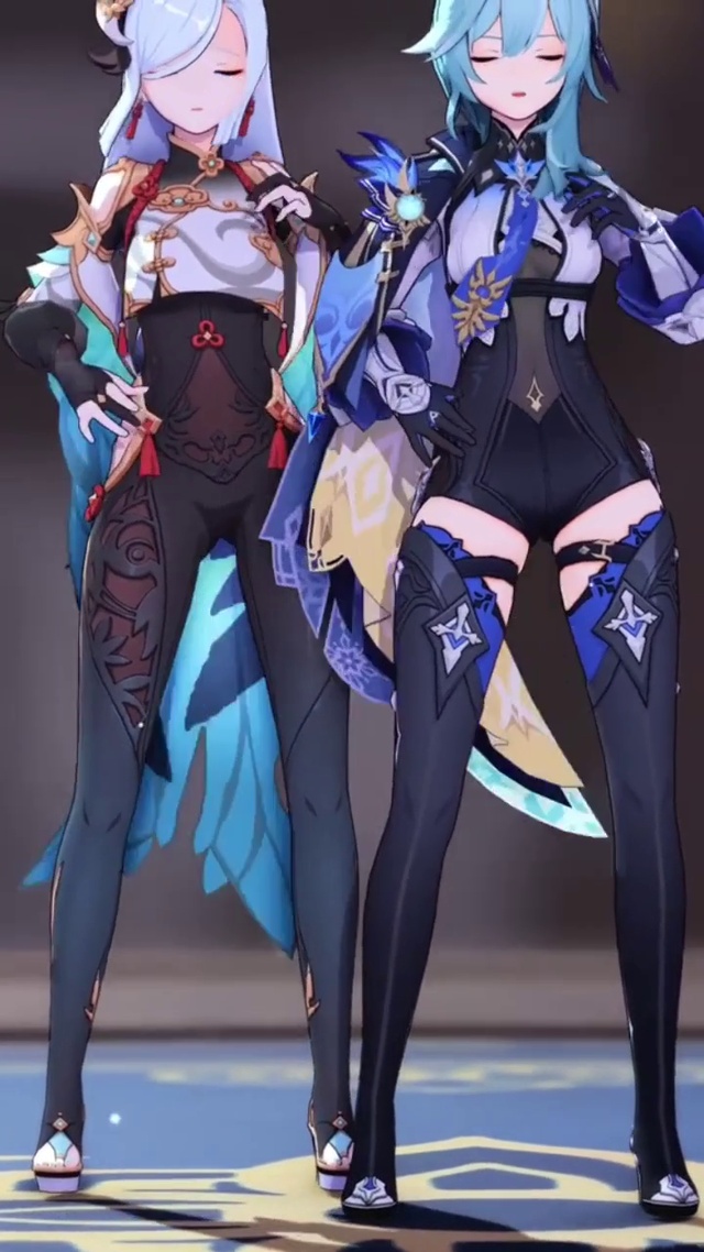 优菈 申鹤 扭扭舞