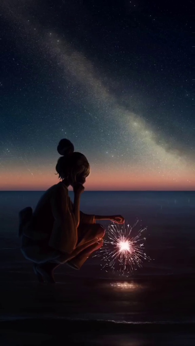 点烟火的小女孩