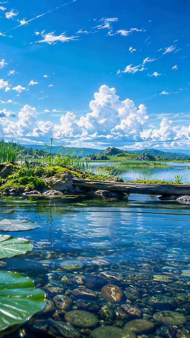 湖畔晴空绿意