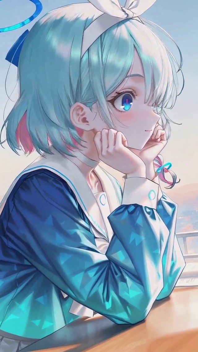 教室窗边蓝发少女阿罗娜