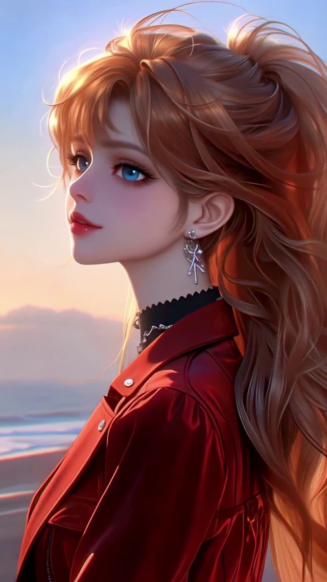 海风里的红衣少女