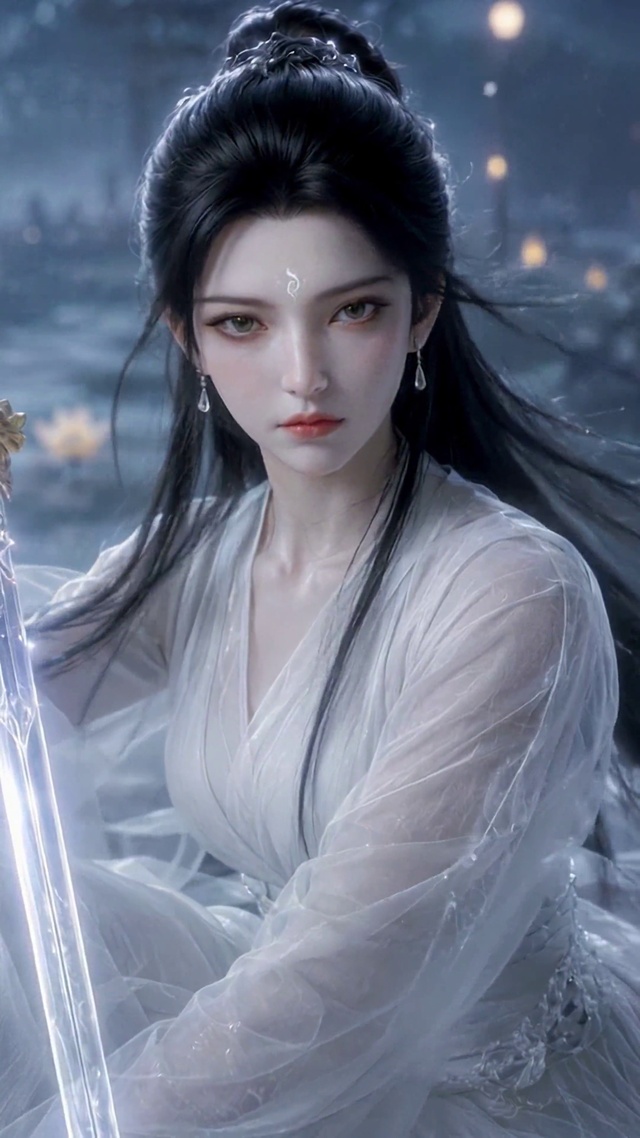 月夜古风持剑清冷美人