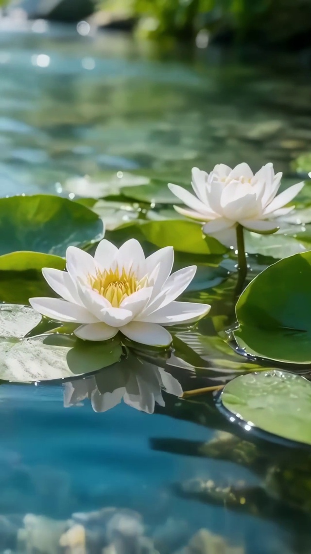 波光粼粼的莲池