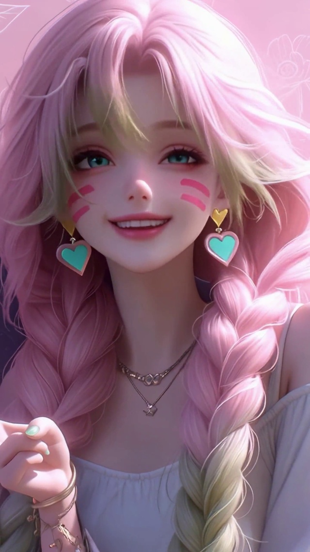 粉色系的元气少女