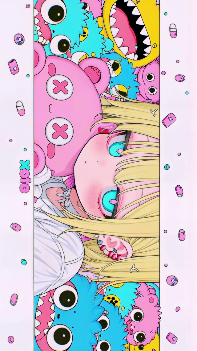 粉萌小怪兽包围二次元美少女