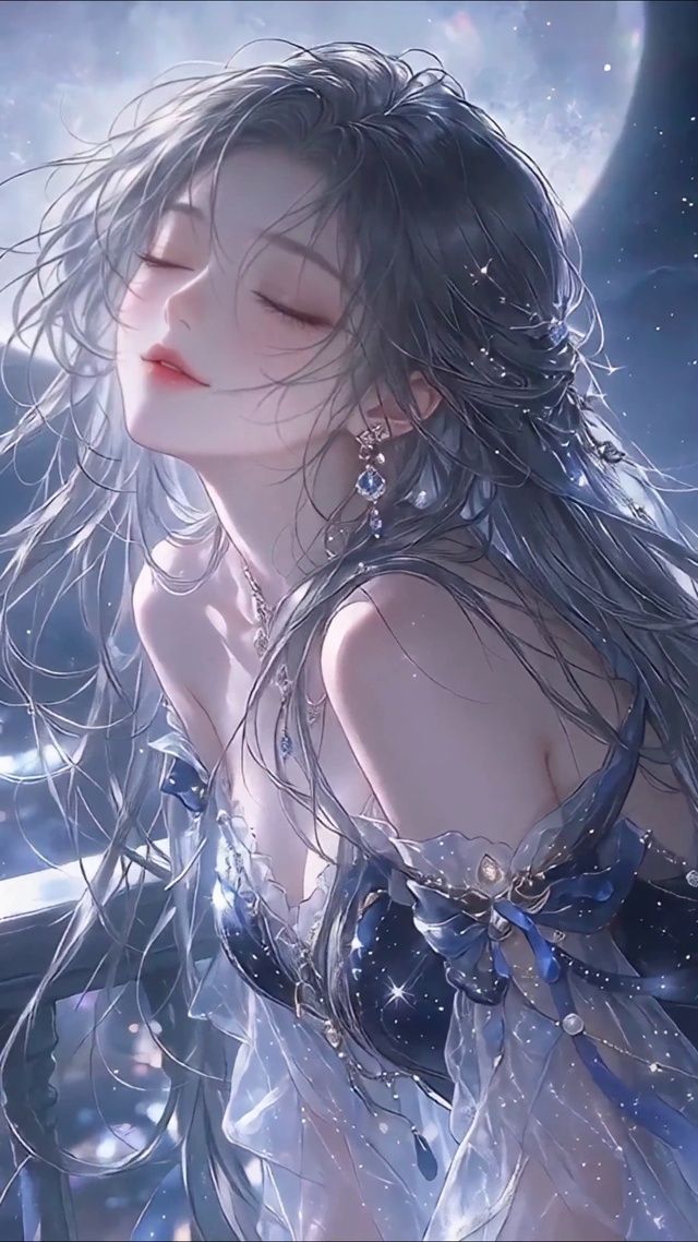 梦月昙花亭廊少女