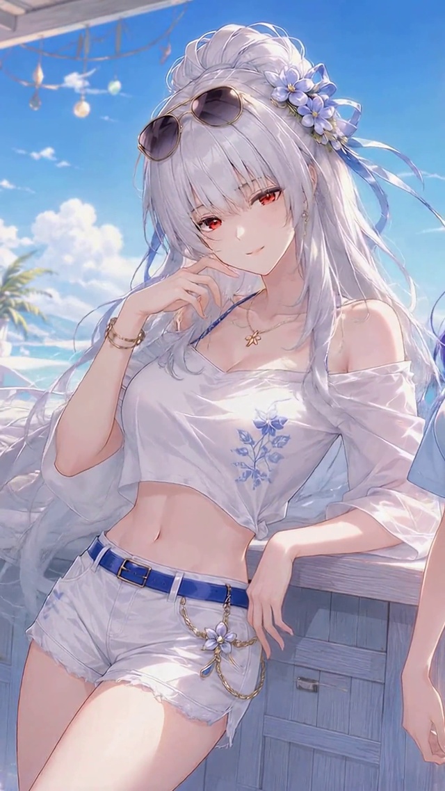 夏日海滩美少女度假绯雪