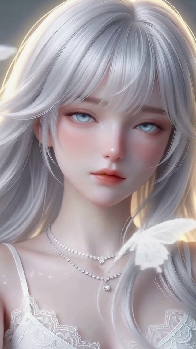 银发白蝴蝶美少女