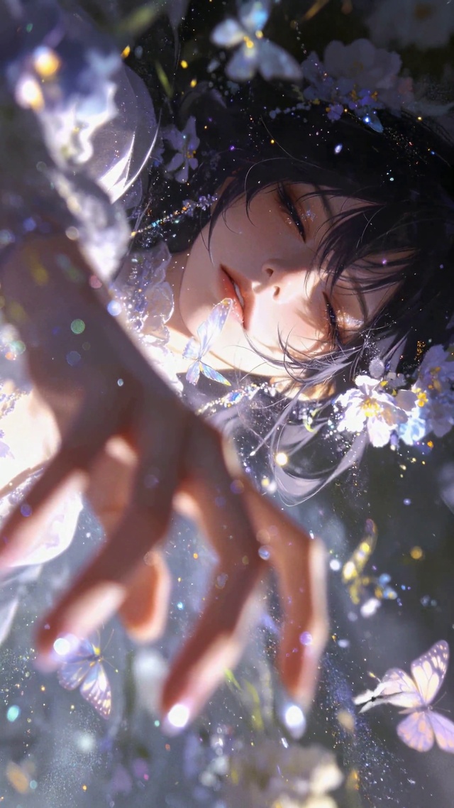氛围感花蝶光影美少女