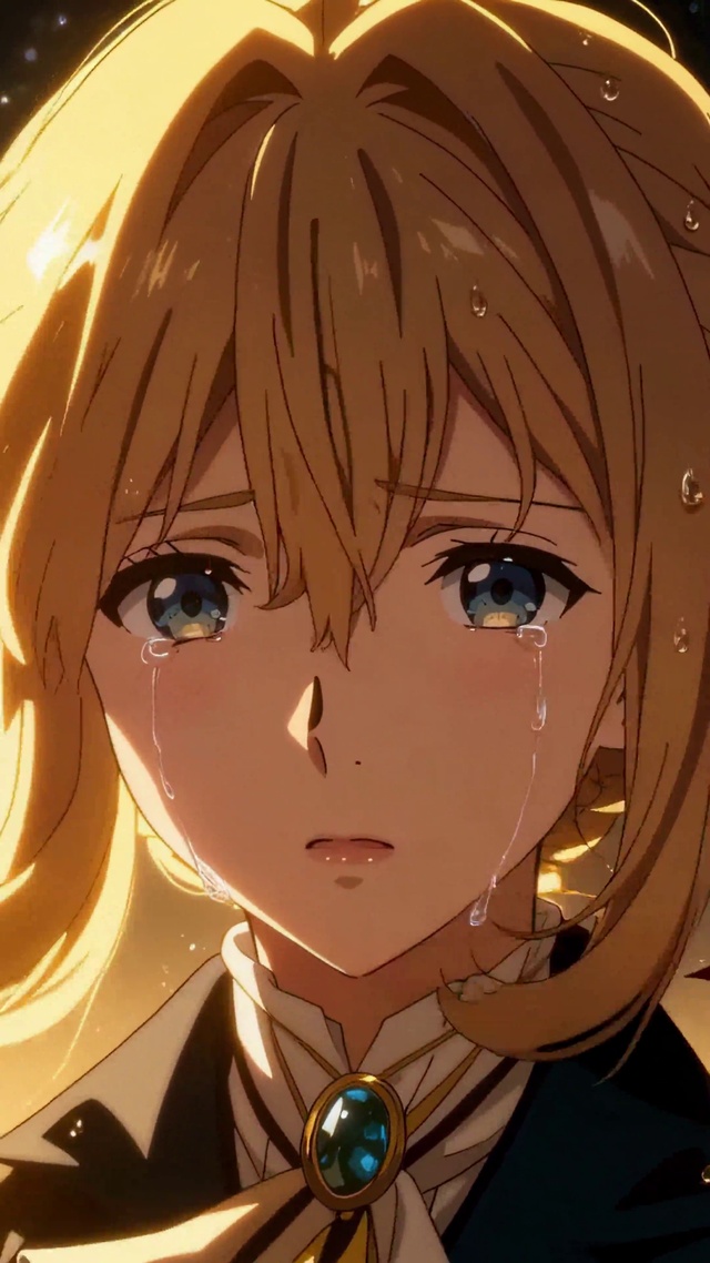 雨夜烟花下的动漫美少女