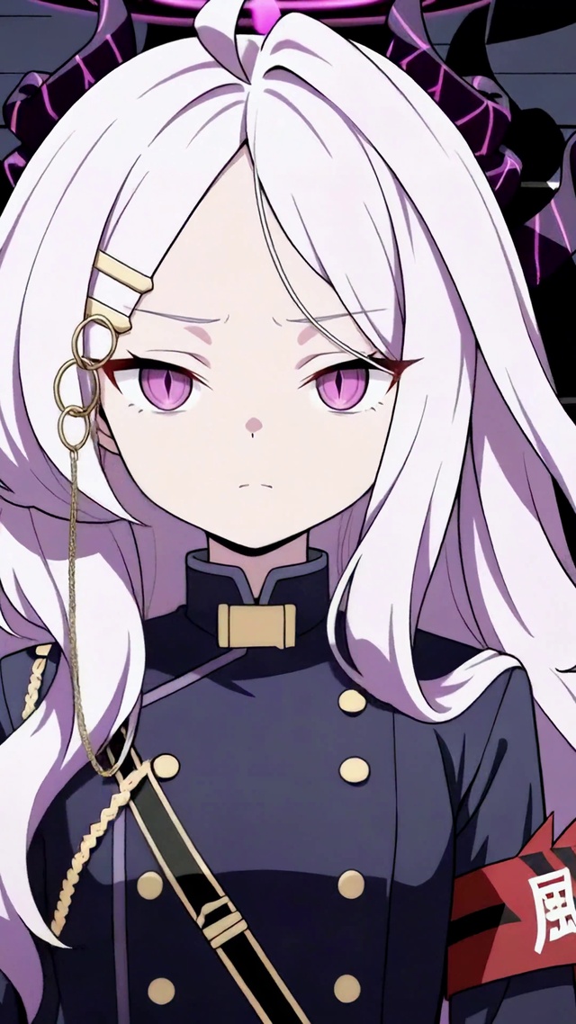 白发紫瞳二次元制服美少女
