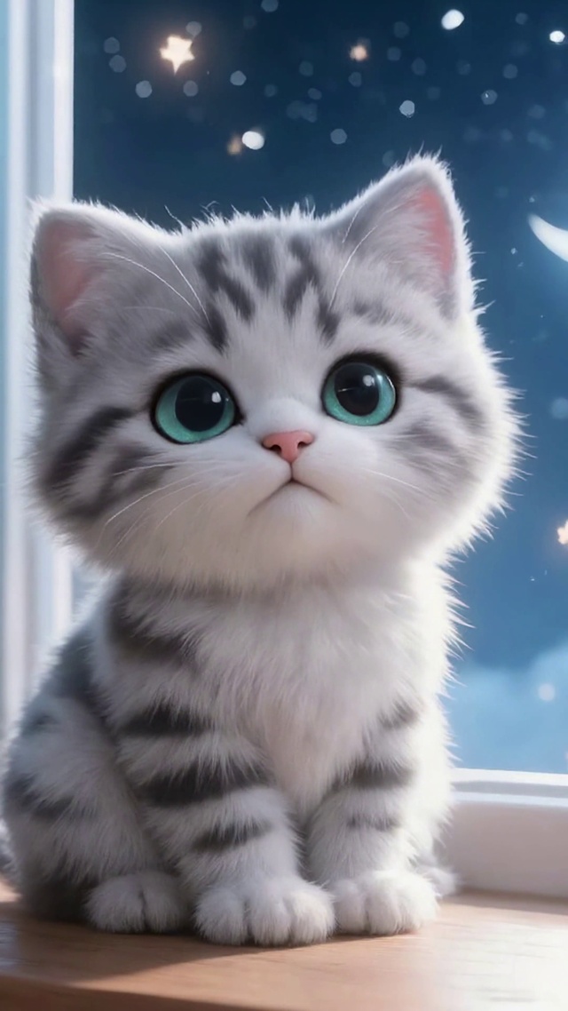星空窗台的软萌小奶猫