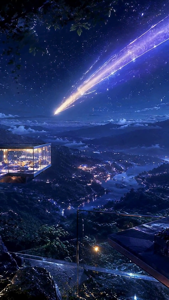 星夜流光山景