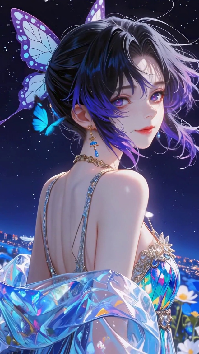 星夜花海中的蝴蝶忍