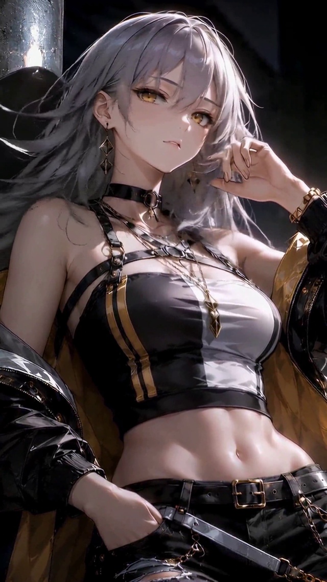 地铁站酷飒银发二次元美少女