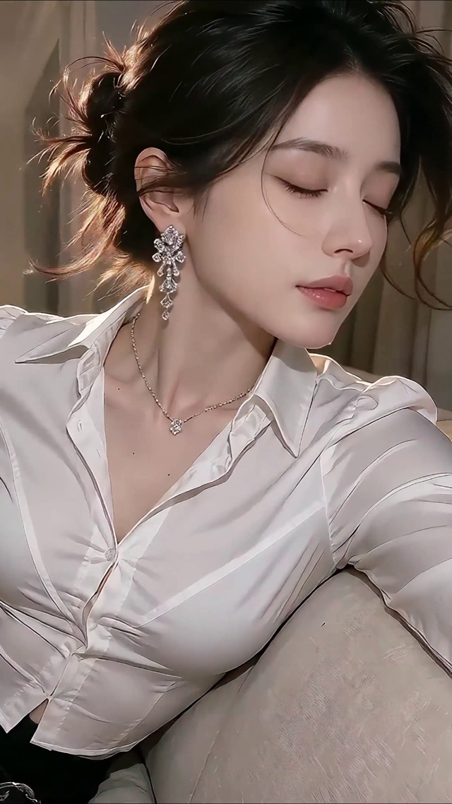 氛围感房间制服美女