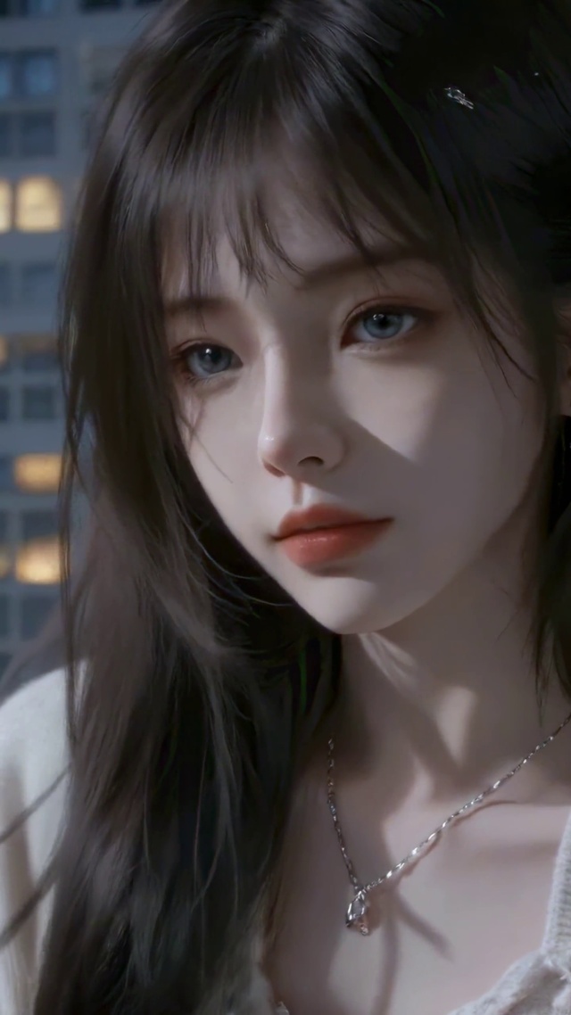 都市窗边暮色少女