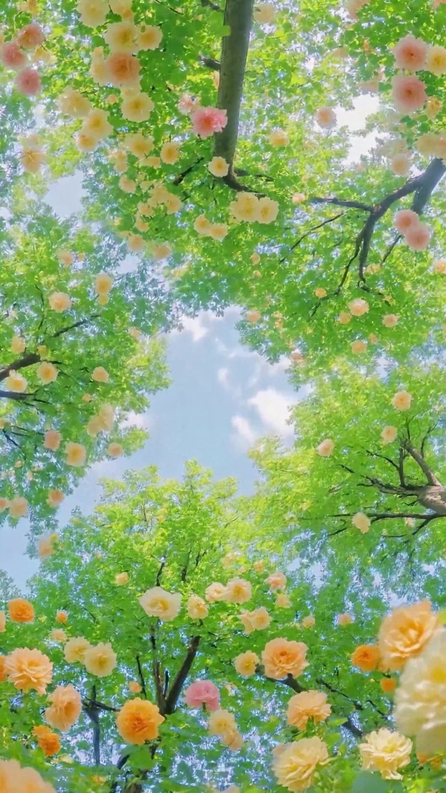 仰望晴空花树 清新治愈美景