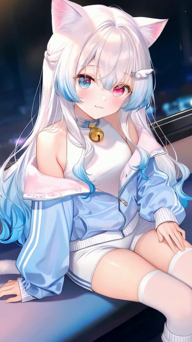夜间电车猫耳异瞳美少女