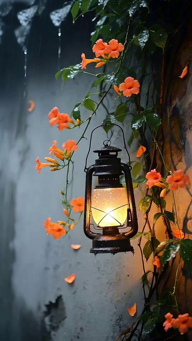 雨壁灯花